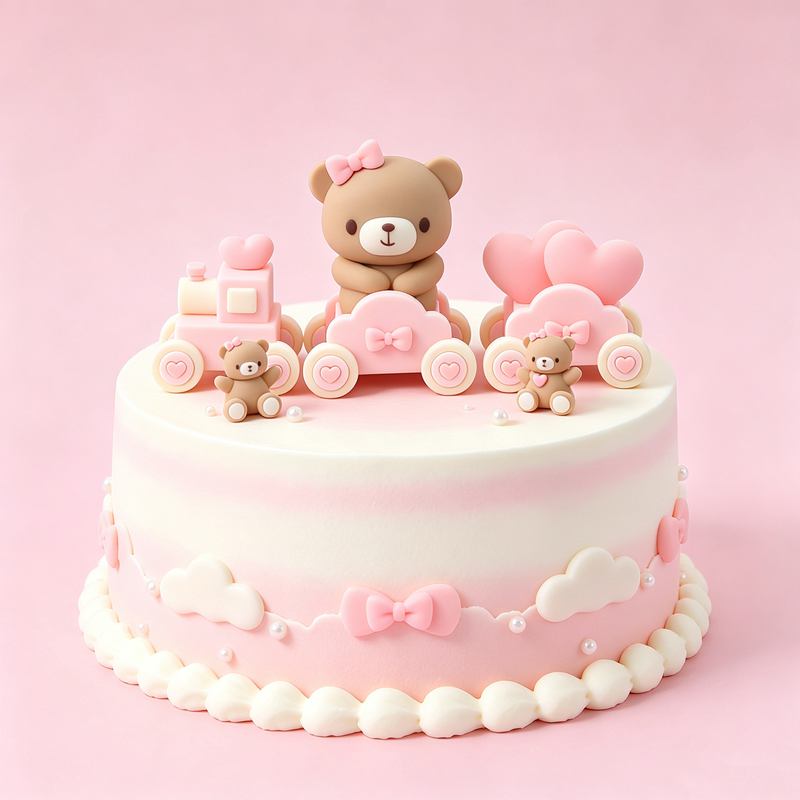 3D Pink Blue Bear Cake Topper  - Resin Art Baby review and price
