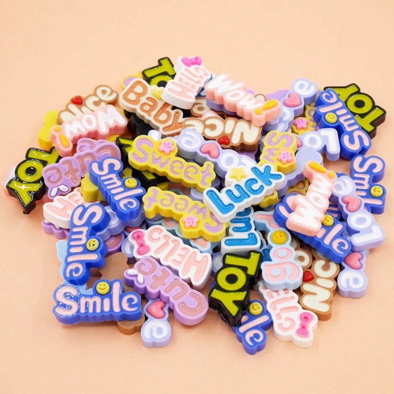 10Pcs Cute Flat Back Wow Luck  - Resin Art Alphabet review and price