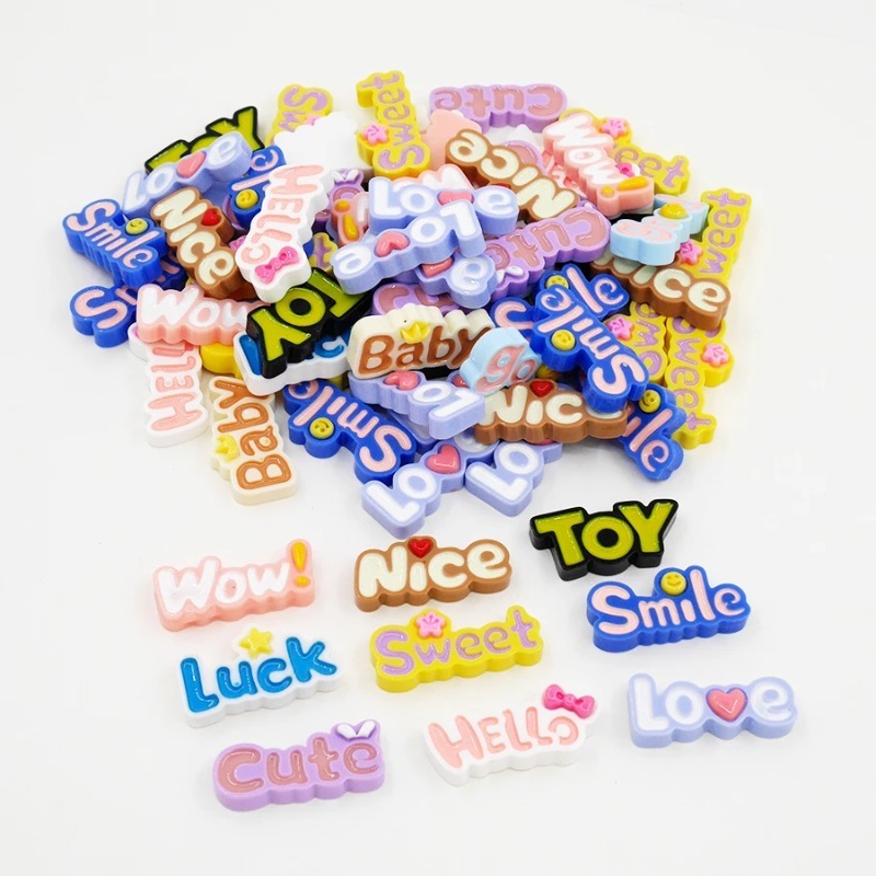 10Pcs Cute Flat Back Wow Luck  - Resin Art Alphabet review and price